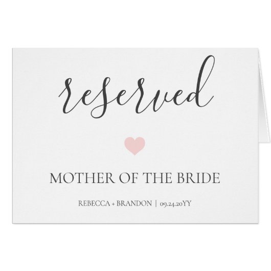 Rebecca Elegant Calligraphy Reserved Wedding Sign (Voorkant Horizontaal)