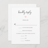 Rebecca Modern Black Script Meal Choice Wedding RSVP Kaartje (Voorkant / Achterkant)