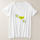 Rebecca, naam, met Frangipanis en liefdeshart, Grote Maat T-shirt (Design voorkant)