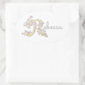 Rebecca of jouw naam beginnend met R-label Ovale Sticker (Tas)