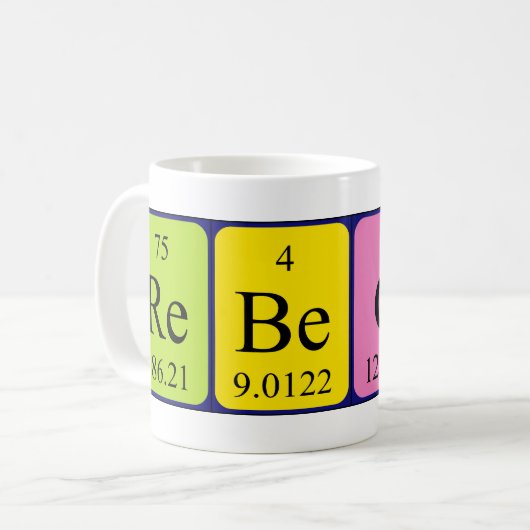 Rebecca periodieke lijstnaam mok (Voorkant links)