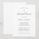 Rebecca Pink Heart Calligraphy Rehearsal Dinner Kaart (Voorkant / Achterkant)