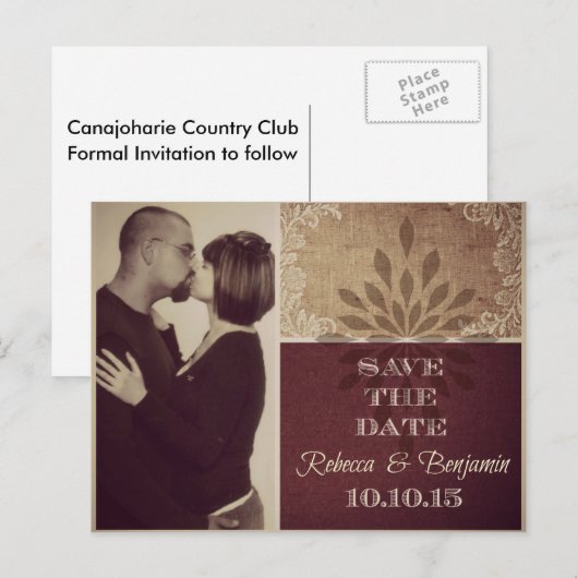 Rebecca Save Date Aankondigingskaart (Voorkant / Achterkant)