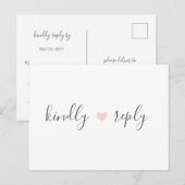 Rebecca Simple Elegant Calligraphy Wedding RSVP Briefkaart (Voorkant / Achterkant)