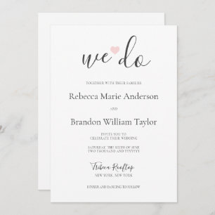 Rebecca Simple Modern We doen en Roze Heart Weddin Kaart
