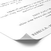 Rebecca Simple Signature Drinken Trouwbord Poster (Hoek)