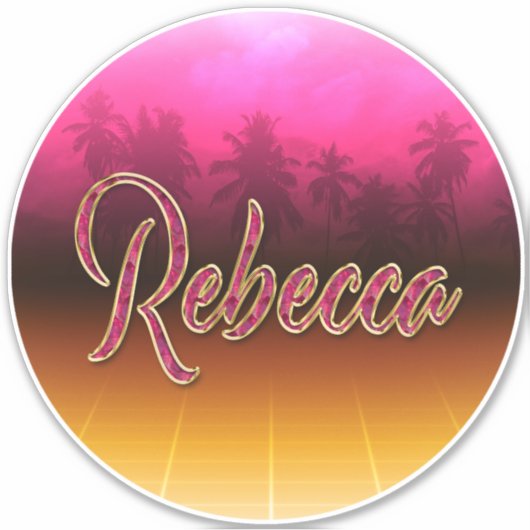 Rebecca Vorname Name golden pink Aufkleber Sticker (Voorkant)