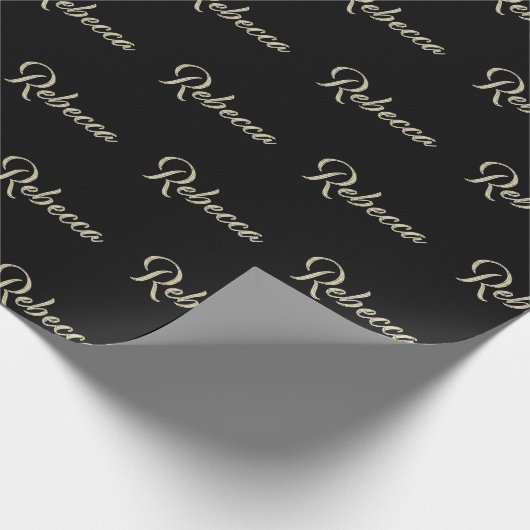 Rebecca white gold Handwriting Geschenkpapier Cadeaupapier (Hoek)