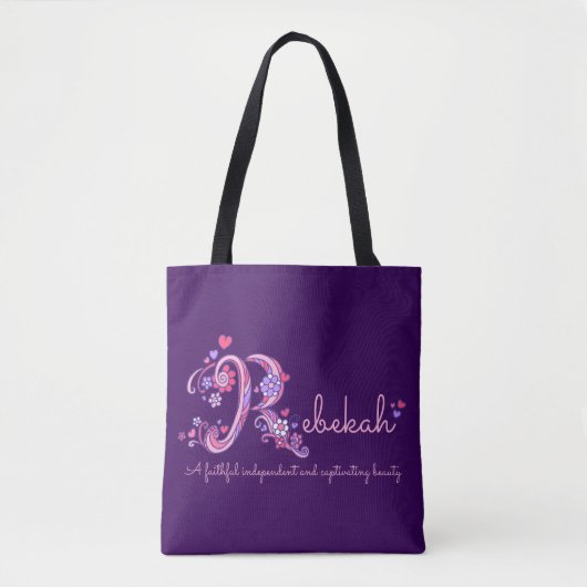Rebekah R monogram kunst & naam betekent tas (Voorkant)