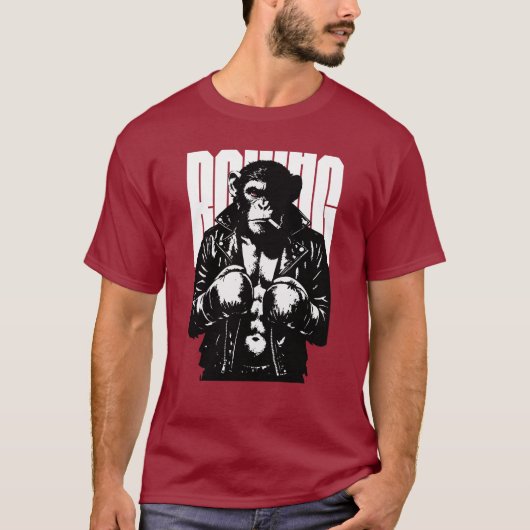 Rebel aapbokser in leren bokshandschoenen t-shirt (Voorkant)