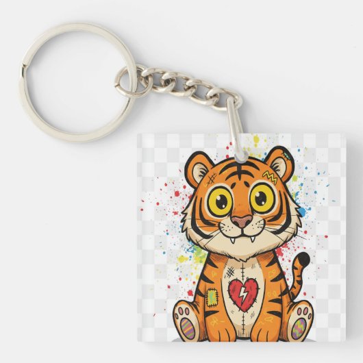 Rebel Cartoon Tiger Sleutelhanger (Voorkant)