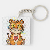 Rebel Cartoon Tiger Sleutelhanger (Achterkant)