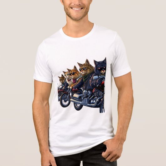 Rebel Cat Biker Gang Tri-Blend Shirt (Voorkant)