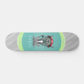 Rebel Cat Design Grey, Blauwgroen en kalkgroen ska Persoonlijk Skateboard (Horizontaal)