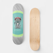 Rebel Cat Design Grey, Blauwgroen en kalkgroen ska Persoonlijk Skateboard (Voorkant)