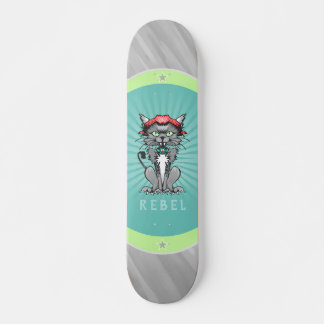 Rebel Cat Design Grey, Blauwgroen en kalkgroen ska Persoonlijk Skateboard