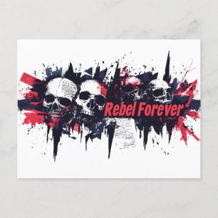 "Rebel Forever" - Edgy Skull Grafisch Ontwerp Briefkaart