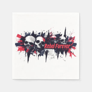 "Rebel Forever" - Edgy Skull Grafisch Ontwerp Servet