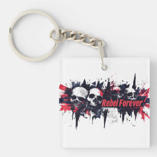 "Rebel Forever" - Edgy Skull Grafisch Ontwerp Sleutelhanger