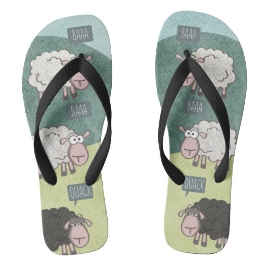 Rebel Funny Sheep (zwarte schapen) Teenslippers (Voetbed)