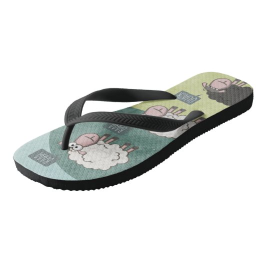 Rebel Funny Sheep (zwarte schapen) Teenslippers (Schuin)