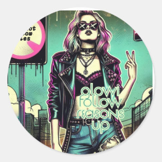 Rebel Girl – I Do Not Follow Rules Ronde Sticker