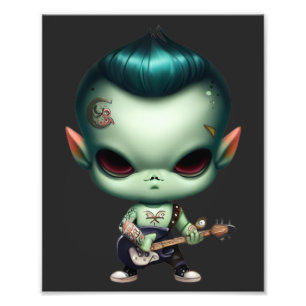 Rebel Green Alien Rockstar Foto Afdruk