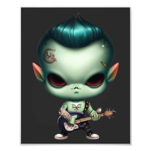 Rebel Green Alien Rockstar Foto Afdruk (Voorkant)