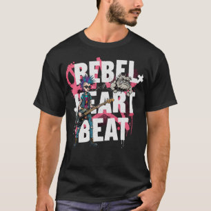 Rebel Heart Beat Punk Rock Basgitaar Kunst T-shirt
