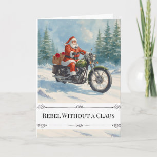 Rebel Kerstman op motorfiets Kerstmis Feestdagen Kaart