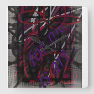 Rebel Kunstenaar - Tekst & Graffiti AbstractDesign Vierkante Klok