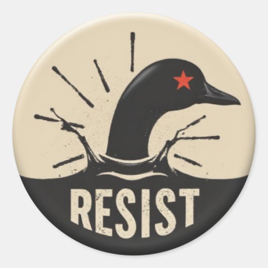 Rebel Loon Headfirst Dive – Resist Badge Ronde Sticker (Voorkant)