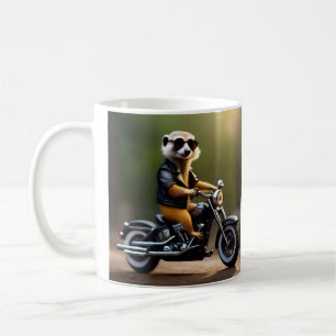 Rebel Meerkat: leer, zonnebril en motorfiets Koffiemok