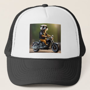 Rebel Meerkat: leer, zonnebril en motorfiets Trucker Pet
