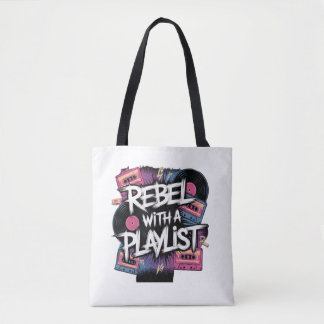 Rebel met een afspeellijst tote bag