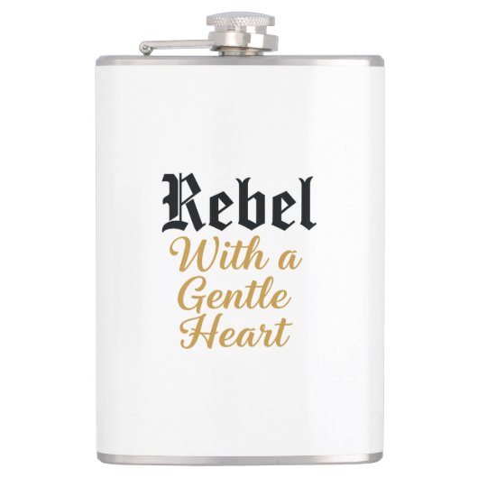 Rebel met een zacht hart typografie ontwerp heupfles (Voorkant)