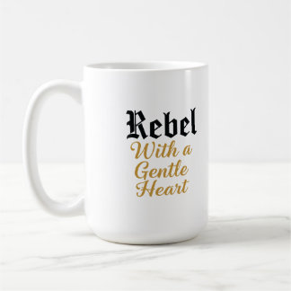 Rebel met een zacht hart typografie ontwerp koffiemok