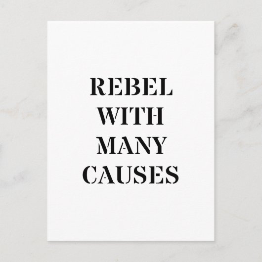 Rebel met veel oorzaken briefkaart (Voorkant)