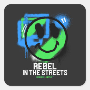 Rebel op straat Graffiti Smiley Stedelijke Kunst Vierkante Sticker