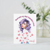 Rebel paarse haar beauty`s Anti-Valentijn Briefkaart (Staand voorkant)