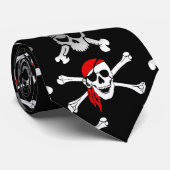 Rebel Pirate Witte schedels en Botten Patroon Serv Stropdas (Opgerold)