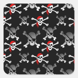 Rebel Pirate Witte schedels en Botten Patroon Vierkante Sticker