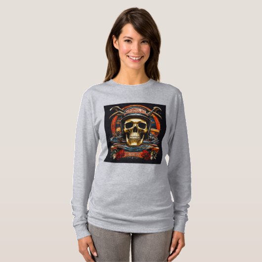 "Rebel Rhythms: Rock & Roll Skull T-shirt (Voorkant volledig)