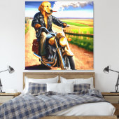 Rebel Rider: Golden Retriever op de Open Road Canvas Afdruk (Insitu (Slaapkamer))
