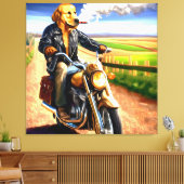 Rebel Rider: Golden Retriever op de Open Road Canvas Afdruk (Insitu (Woonkamer))