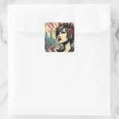 'REBEL RIJST' Protest Vierkante Sticker (Tas)