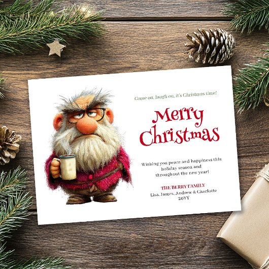Rebel Santa quirky editable Christmas greeting Feestdagenkaart