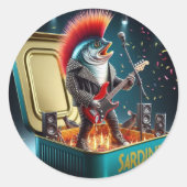  Rebel Sardine Punk Rock Attitude Crazy Style Ronde Sticker (Voorkant)