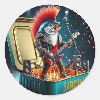 Rebel Sardine Punk Rock Attitude Crazy Style Ronde Sticker