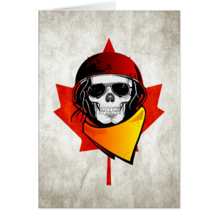 Rebel Skull Distress Canadian Flag